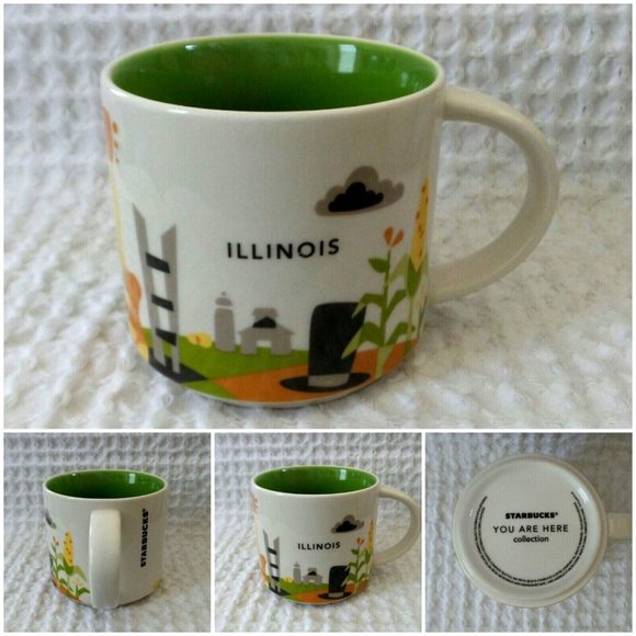 Starbucks Coffee Mug You Are Here Collection ILLINOIS 14 Ounce 2015 Abe Lincoln - Picture 1 of 7